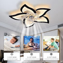 Low Profile Ceiling Fans with Lights,27.2” Black Modern Dimmable Flower Shape Ceiling Light Fan with Remote Control/app Control,Timing 6 Gear Speeds Fan Ceiling Lamp. by TinyTreasures Baby Boutique