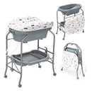 HONEY JOY Baby Changing Table with Bathtub, Foldable Infant Diaper Changing Station with Wheels, Storage Tray, Waterproof Pad, Portable Newborn Nursery Organizer Bath Stand for Boys Girls (Gray) by TinyTreasures Baby Boutique