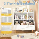 Toy Storage Organizer, 3 Tier Floor Standing Toddler Bookshelf with Legs, 5 Cube Kids Bookshelf and Toy Storage, Book Shelf for Kids Room, Living Room, Nursery, White by CozyNest Decor