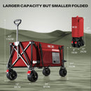 Overmont Collapsible Wagon Cart with Wheels - 180L Foldable Heavy Duty Wagon with Big All-Terrain Wheels - 330Lbs Weight Capacity with Side Pockets for Camping Sports Garden Grocery Shopping red by GreenHaven Gardens