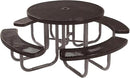 Heavy-Duty Portable Outdoor Picnic Table with Umbrella Hole, Punched Steel Commercial-Grade Patio Furniture Made in America (46" Round Top, Brown with Brown Frames) by GreenHaven Gardens