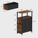 TUTOTAK Narrow Night Stand, Slim End Table, Tall Side Table with 3 Fabric Drawer, Small Bedside Table with Storage, Set of 2, for Living Room, Bedroom, Brown TB01BB072 by CozyNest Decor