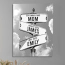 Personalized Gifts for Mom Family Names Street Custom Multi-Name Date of Birth Vintage Street Sign Happy Mothers Day Canvas Wall Art Best Christmas Gifts for Mommy from Daughter Son Children Kids
