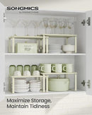 SONGMICS Cabinet Organizer Shelf, Set of 2 Kitchen Counter Shelves, Kitchen Storage, Spice Rack, Stackable, Expandable, Metal and Engineered Wood, Cream White UKCS002W02 by CozyNest Decor