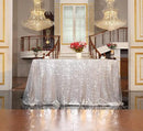 SquarePie Sequin Tablecloth 90 x 156 Inch Silver Sparkly Table Linen for Wedding Party by CozyNest Decor