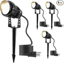 Outdoor LED Warm White Spot Lights, 3000K Landscape SpotLights, 12W IP65 Waterproof Garden Lights, Metal Case COB Lighting with Spiked Stand for Lawn Decorative Lamp US 3- Plug (4 Pack) by GreenHaven Gardens