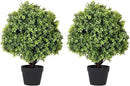 THE BLOOM TIMES 2ft Faux Boxwood Plants Outdoor Set of 2, Topiary Balls Artificial Outside Trees, 24" UV Resistant Fake Greenery Bushes & Shrubs for Front Porch Planter by GreenHaven Gardens