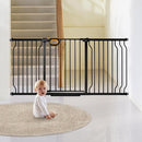 owlie Stair Baby Gate 57-66 Inch, Extra Wide Safety Gate for Baby Pet Adjustable Dog Gates Indoor Extra Wide Gates Pressure Mounted for Toddler Pet for House Stairway Doorway Black (30.5'' Tall) by TinyTreasures Baby Boutique