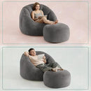 Giant Bean Bag Swivel Chair for Adults - Comfy Plush Round Shell Soft Accent Chaise Lounge Indoor Reading Chair, Oversized Cozy Floor Sofa for Living Room, Bedroom & Game Rooms, Dorm, Gray by CozyNest Decor