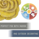 NAT & Jules Rose Flower Shaped Dimensional Indoor Outdoor 12 inch Cast Resin Decorative Garden Stepping Stone, Patio, Walkway Sculpture Yard Art, Yellow by CozyNest Decor