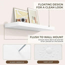 RICHFOCUS 36Inch Floating Shelves for Wall 2 Pack Shelves for Bedroom|Kitchen|Bathroom Wall Mounted Rustic Wood Floating Shelf with Invisible Brackets for Books|Storage|Decor, White by CozyNest Decor