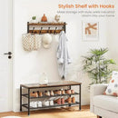 Homode Rustic Brown Wall Mount Coat Rack with Shelf and 5 Tri Hooks, Wood Coat Hangers for Hanging Hat, Towel, Purse, Jacket by CozyNest Decor