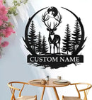 Metal Signs Customized, Personalized Deer Metal Cabin Sign, Forest Deer Wall Decor, Outdoor Metal Signs, Deer Hunter Gift, Deer Wall Art, Hunting Decor, Custom Family Name Sign, Cabin Decor by CozyNest Decor