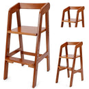 Yoleo Wooden High Chair for Toddlers to Teens, Adjustable Dining Feeding Chair with Steps Grows with Child, Max 60kg (Nut-Brown) by TinyTreasures Baby Boutique