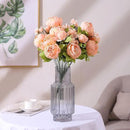 Duovlo Springs Flowers Artificial Silk Peony Bouquets Wedding Home Decoration,Pack of 1 (Spring Orange-Pink) by CozyNest Decor
