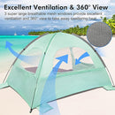 WhiteFang Beach Tent Anti-UV Portable Sun Shade Shelter for 3/4/6/8 Person, Extendable Floor with 3 Ventilating Mesh Windows Plus Carrying Bag, Stakes and Guy Lines by TinyTreasures Baby Boutique