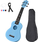 Kids Toy Ukulele 21 inch Soprano Ukelele,Musical Instrument, Ukulele Toy Gift for Children Beginners with Bag Picks Strings (Light blue) by TinyTreasures Baby Boutique