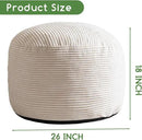 HIGOGOGO Round Stuffed Pouf Ottoman, Corduroy Poufs with Foam Chunk Filling, Furry and Fluffy Pouf Foot Stool Storage Ottoman, 26 X 18 Floor Poufs Foot Rest for Living Room, Beige by CozyNest Decor