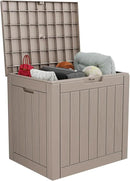 30 Gallon Resin Deck Box, Lockable Outdoor Storage Box for Patio Cushions Storage Furniture,Garden Tools, Pool Supplies, Weatherproof and UV Resistant- Grey by CozyNest Decor