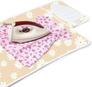 Encasa Homes Ironing Mat/Pad (Small 28"x20") with 3mm Padding & Silicone Iron Rest for Steam Pressing on Tabletop or Bed - Heat Resistant, Portable, Quilting & Travel Blanket - Daisy Beige by CozyNest Decor