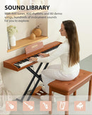 88 Key Digital Piano Keyboard for Beginners - Full Size Semi Weighted Wooden Electric Piano Set with Stand, Triple Pedal, Headphone,Carry Bag - Supports USB-MIDI Connecting (Wood Grain Brown) by TinyTreasures Baby Boutique