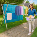 Clothes Drying Rack Folding Indoor Outdoor, Foldable Portable Laundry Drying Rack, Heavy Duty Laundry Hanger Dryer Rack with 20 Hooks (79.55'') by CozyNest Decor