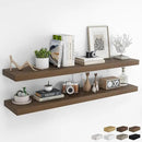 RICHFOCUS 55Inch Floating Shelves for Wall 2 Pack Shelves for Bedroom|Kitchen|Bathroom Wall Mounted Rustic Wood Floating Shelf with Invisible Brackets for Books|Storage|Decor, Walnut by CozyNest Decor