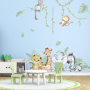 59.05x53.14 Inch Woodland Animals Wall Decals - Forest Animal Wall Decal with Elephant, Zebra, Monkey, Giraffe - Nursery Decor for Home, Baby Room, Boys & Girls Bedroom Art by TinyTreasures Baby Boutique