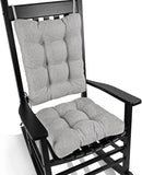 BUYUE Chair Cushion Set for Rocking Chair, Back Pillow & Seat Cushion with Ties, Original Woven Fabric Non-Slip Chair Pads for Elderly Sitting, Light Gray by CozyNest Decor