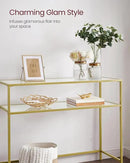 VASAGLE 39.4 Inch Console Sofa Table, Modern Entryway Table, Tempered Glass Table, Metal Frame, 2 Shelves, Adjustable Feet, for Living Room, Hallway, Gold Color ULGT025A01 by CozyNest Decor