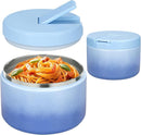 12oz Insulated Vacuum Food Jar with Buckle Lid Wide Mouth Soup Thermo for Hot Food Kids Leakproof Stainless Steel Lunch Container (Gradient Blue, 12OZ) by TinyTreasures Baby Boutique