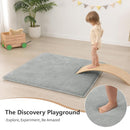 Baby Play Mat for Floor,1.3" Thick Elasti-Foam 50"×50" Playpen Mat for Tummy Time,Water Repellent Soft Coral Velvet for Toddler,Infant,Kids,Non-Slip Backing Safe for Crawling(Light Grey) by TinyTreasures Baby Boutique