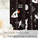 Kids Space Rocket Blackout Curtains - 100% Blackout, Thermal Insulated, Noise Reducing, Perfect for Kids Room and Nursery, 2 Panels (Blast-Off Moon Mission, W52×L63) by TinyTreasures Baby Boutique