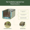 Vego garden 2 Pack Herb Indoor Plant Box, Self Watering Planters Pots for Indoor Plants with Trellis for Kitchen Window Sill or Countertop Plants Cage - Fog Gray by GreenHaven Gardens
