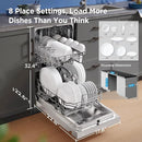 Midea MDF18A1AST Built-in Dishwasher with 8 Place Settings, 6 Washing Programs, Stainless Steel Tub, Heated Dry, Energy Star by TinyTreasures Baby Boutique