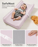 Vegan Leather Waterproof Baby Changing Pad - Wipeable, Extra Thick & Portable & Non-Slip Diaper Mat for Dresser, Crib, Travel | Soft & Safe (Pink) by TinyTreasures Baby Boutique