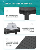 SERWALL Outdoor Coffee Table, HDPE Patio Coffee Table for Outside, Rectangle, Black by CozyNest Decor
