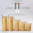 Homemory Acrylic Flameless Candles with Embedded Star String Fairy Lights, Battery Operated Candle, LED Candles, Fake Candles with Remote Control and Timer for Halloween, Amber, Set of 5(H4"5"6"8"8") by CozyNest Decor