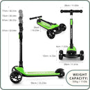 Besrey Kick Scooter for Kids Ages 3-10, 3-Wheel Folding Scooter with Adjustable Height, LED Light Wheels, Extra Wide Deck for Outdoor Activities by TinyTreasures Baby Boutique