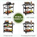 Outdoor Grill Cart Table,Indoor and Outdoor Pizza Oven Table,with 4 Movable Total Lock Casters, Hooks, Side Handle Multifunctional (Black) by CozyNest Decor