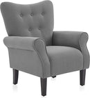BELLEZE Modern Accent Chair, High Back Armchair, Upholstered Wingback Side Chair, Padded Single Sofa with Wooden Legs for Living Room, Bedroom - Gray by CozyNest Decor