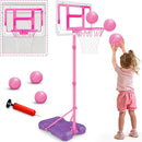 Kids Basketball Hoop with Stand, Adjustable Basketball Set, Toddler Basketball Toys for Boys Age 3 4 5 6 7 8, Indoor Outdoor Backyard Sport Game Gifts Pink by TinyTreasures Baby Boutique