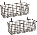 2 Sets Extra Large Hanging Wall Basket, Brown Metal Wire Baskets with Steel Hooks for Organizing, WallmountedFruit Vegetable Toy Snack Storage, Home Kitchen Bathroom Laundry Pantry Organizer by GreenHaven Gardens