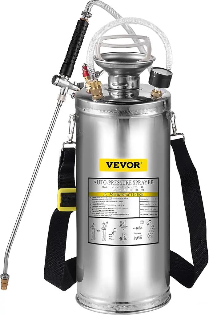Happybuy 2 Gallon Stainless Steel Sprayer, 20" Wand & 3FT Reinforced Hose, Hand Pump Sprayer with Pressure Gauge, Safety Valve & Adjustable Nozzle, Weed Sprayers for Lawn, Gardening &Sanitizing1, photo 9 of 9