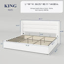 Allewie King Size Velvet Lift Up Storage Bed, Modern Wingback Headboard, Hydraulic Support, No Box Spring Needed, White by CozyNest Decor