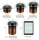 malmo Coffee Canister, Airtight Coffee Container with Date Tracker Lid, Stainless Steel Canister for Kitchen Food Storage (Black-Copper, 12oz) by CozyNest Decor
