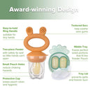 Haakaa Baby Fruit Food Feeder & Mini Freezer Nibble Tray Combo, Breastmilk Popsicle Molds for Baby Cooling Relief, BPA Free Silicone Feeder for Safe Infant Self Feeding, 4 Month+ (Pumpkin) by TinyTreasures Baby Boutique
