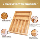 Silverware Organizer Kitchen Drawer Organizer Utensil Organizer Bamboo Silverware Holder Cutlery Organizer in Drawer Flatware Organizer Tray(7 slots, Natural by CozyNest Decor