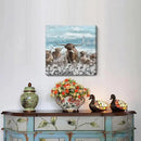 Canvas Wall Art Bathroom Coastal Boho Farmhouse Highland Cow Flower Picture Floral Artwork Rustic Country Landscape Longhorn Animal Painting for Living Room Bedroom Kitchen Décor Blue Brown Small by CozyNest Decor