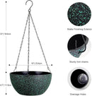10 inch Hanging Planters for Indoor Outdoor Plants, 2 Pack Hanging Flower Pots with Drainage Holes and Chain for Garden, Plastic Hanging Baskets for House Plants, Black with Green Speckles by CozyNest Decor